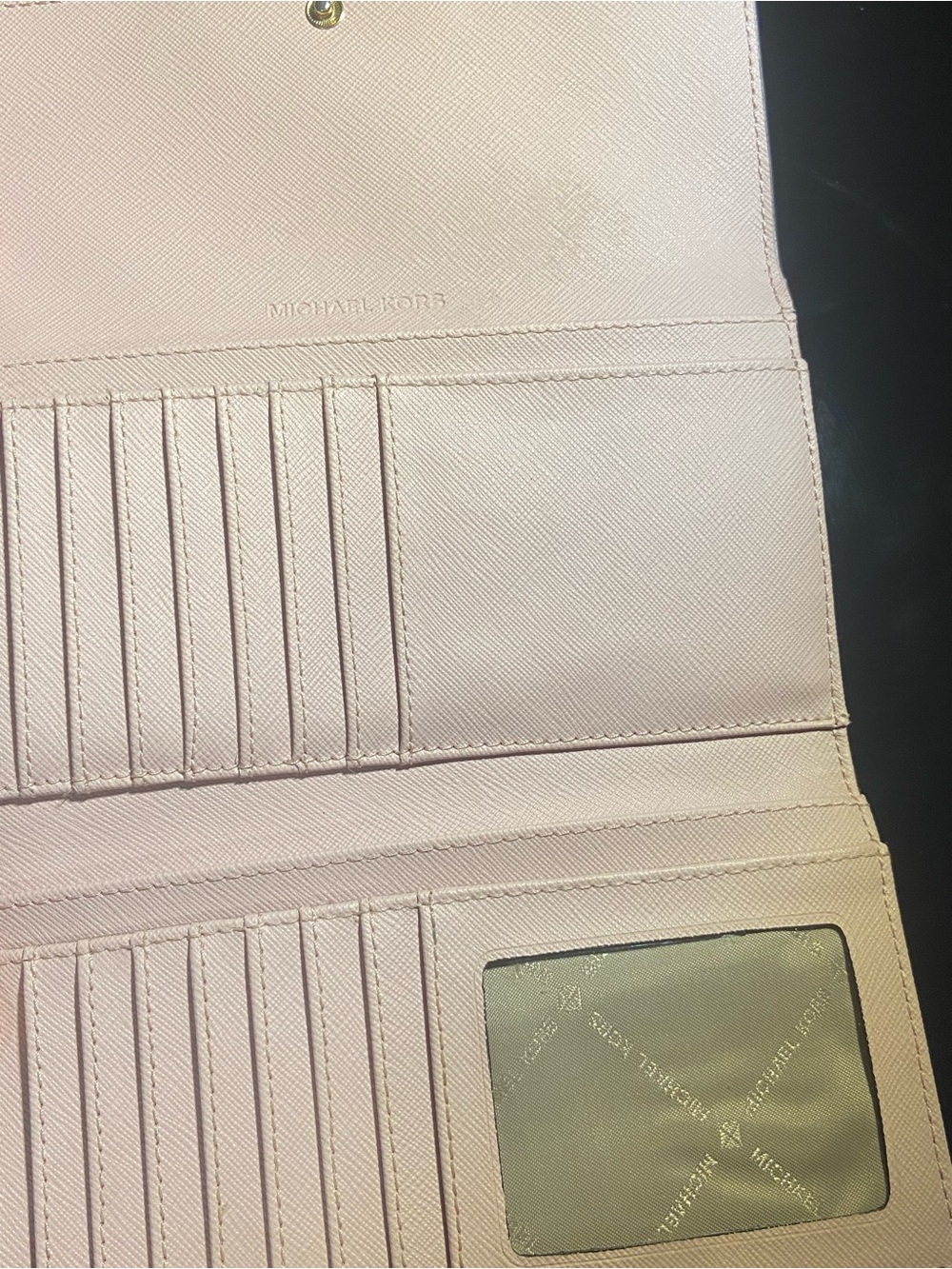 Michael Kors Pale Pink Saffiano Continental Wallet with Gold Logo - Picture 4 of 4